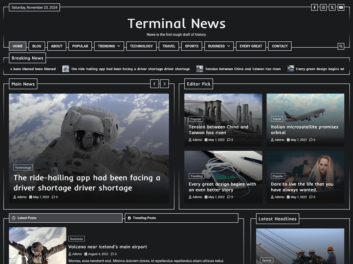 Terminal News theme screenshot