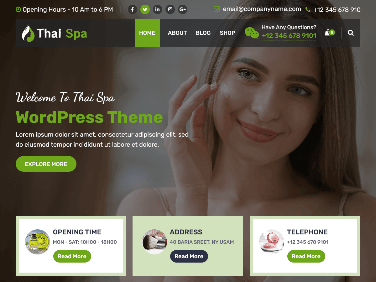 Thai Spa theme screenshot