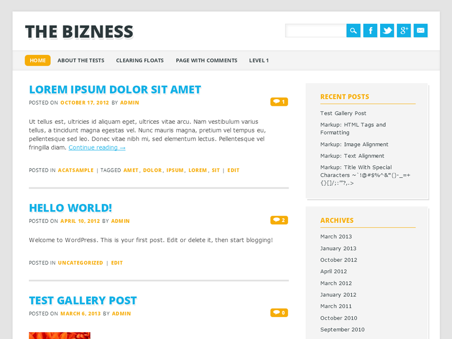 The Bizness theme screenshot