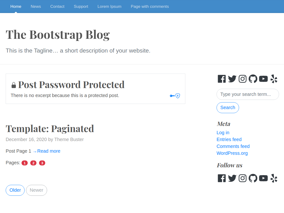 The Bootstrap Blog theme screenshot