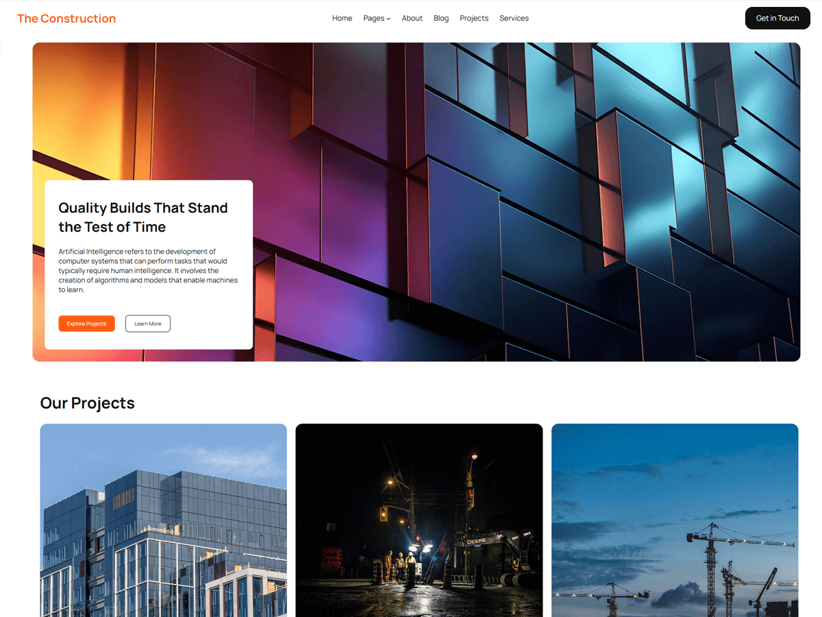 The Construction theme screenshot
