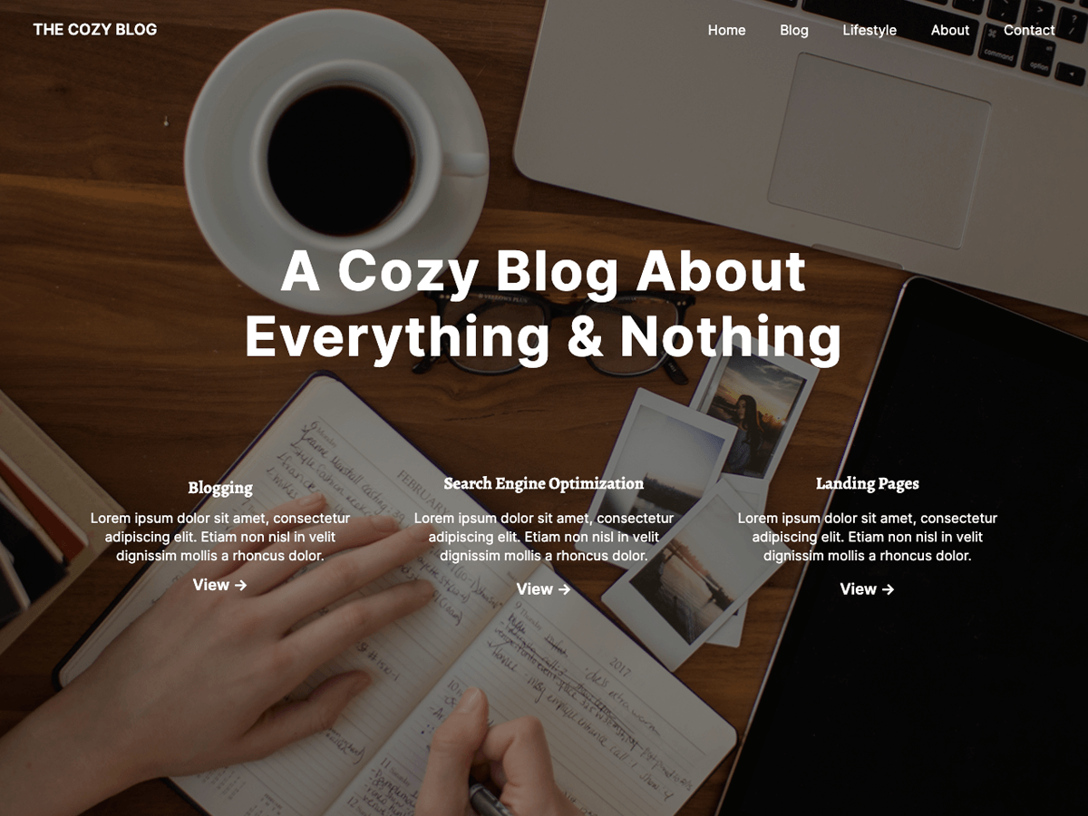 The Cozy Blog theme screenshot