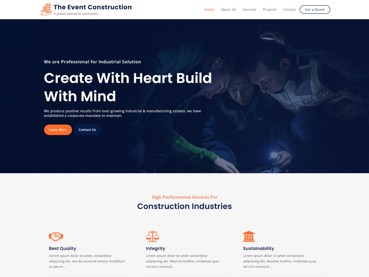 The Event Construction theme screenshot