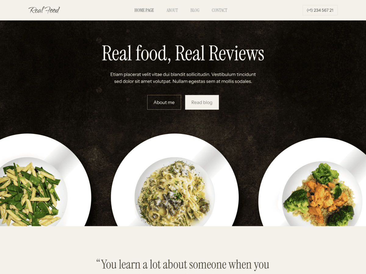 The Food Reviewer theme screenshot