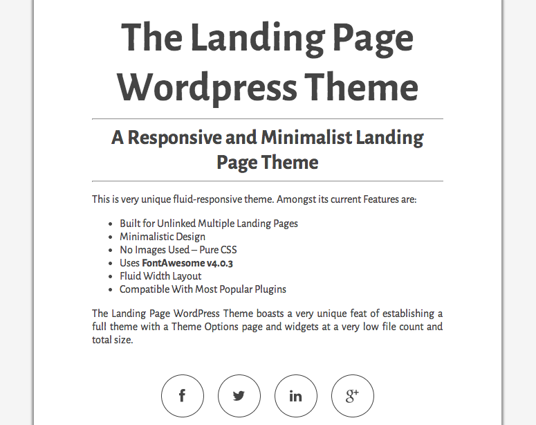 The Landing Page theme screenshot