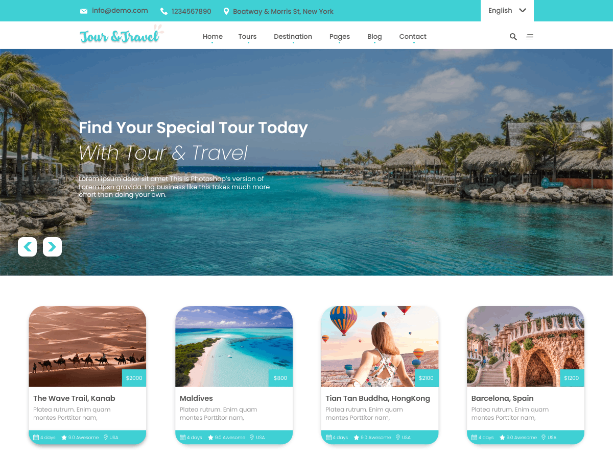 The Travel Booking theme screenshot