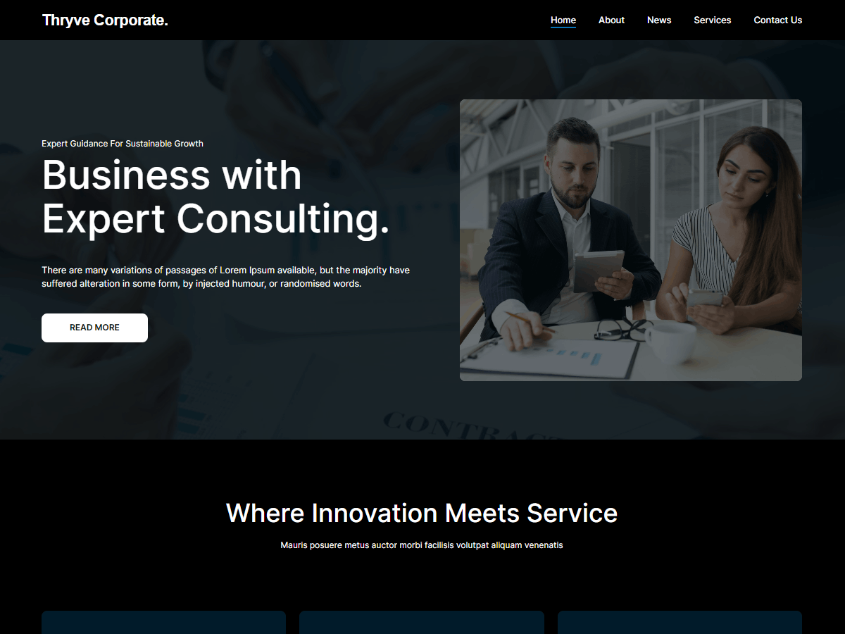 Thryve Corporate Dark theme screenshot