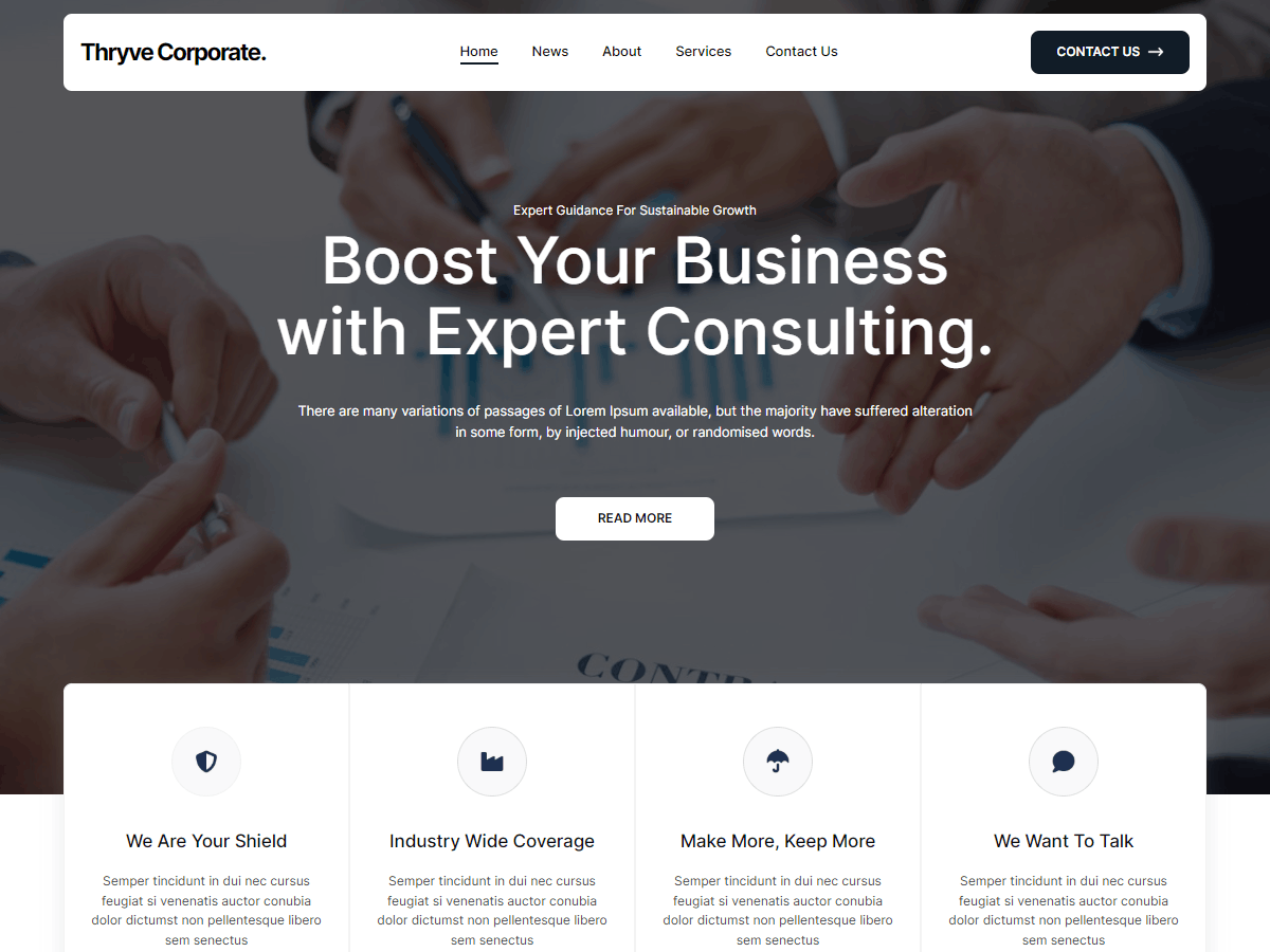 Thryve Corporate theme screenshot