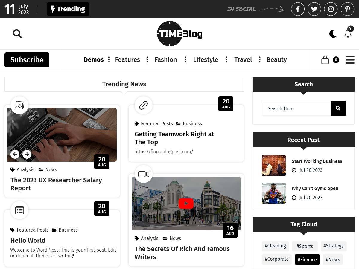 TimeBlog theme screenshot