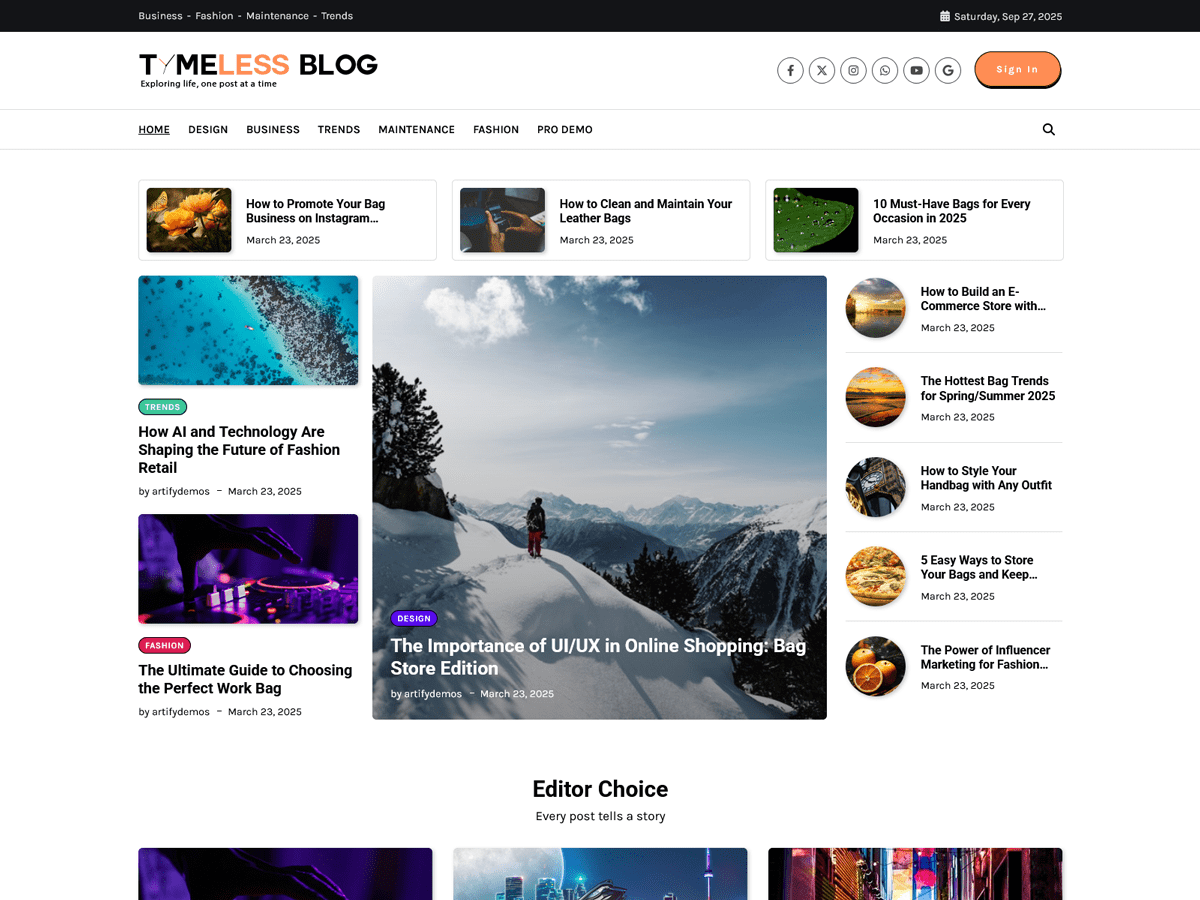 Timeless Blog theme screenshot