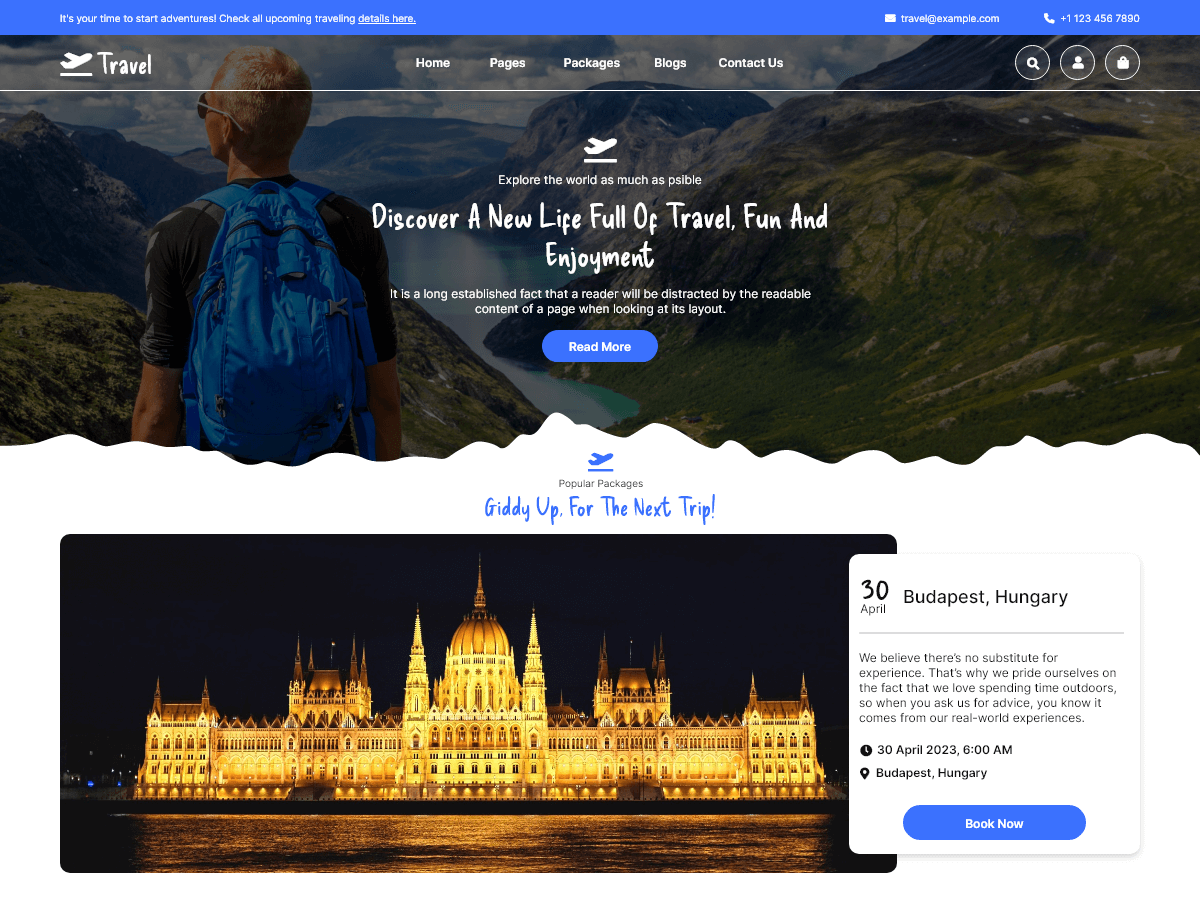 Tour booking Agency theme screenshot