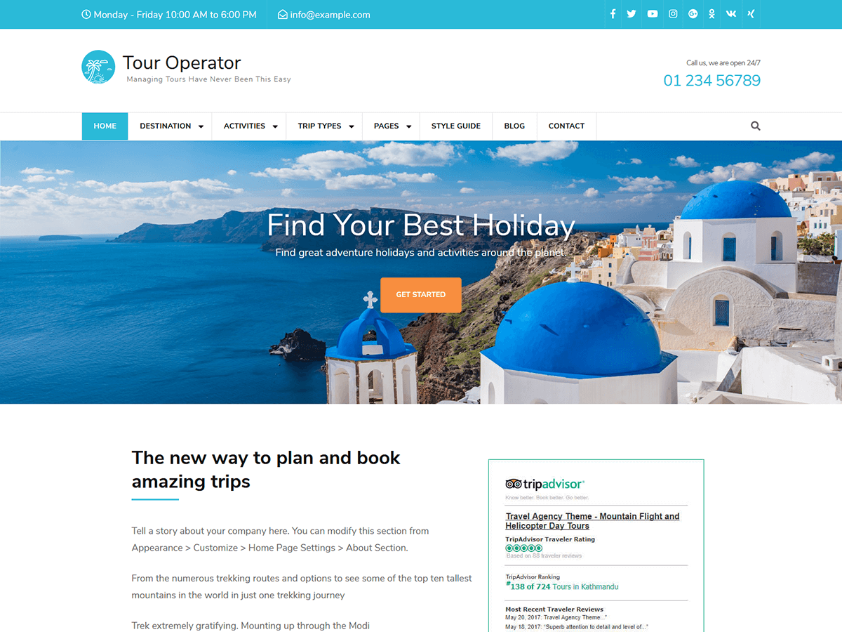 Tour Operator theme screenshot