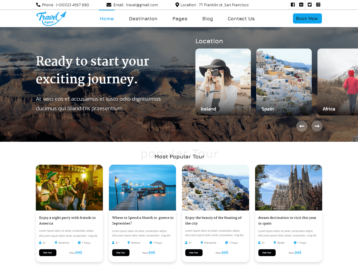 Tour Travel Agent theme screenshot
