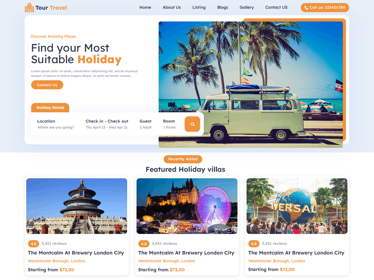 Tour Travel Package theme screenshot