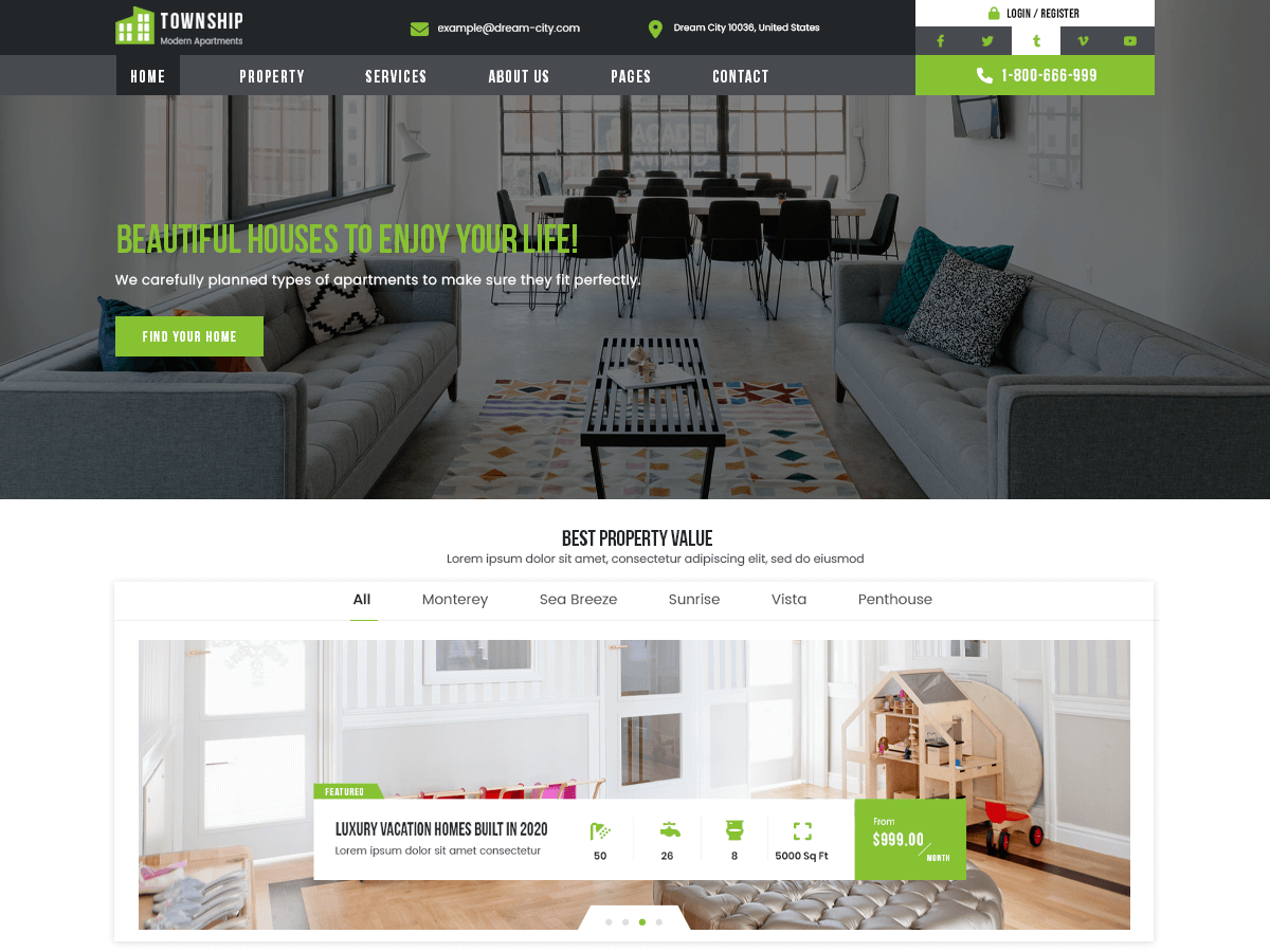 Township House Villa theme screenshot