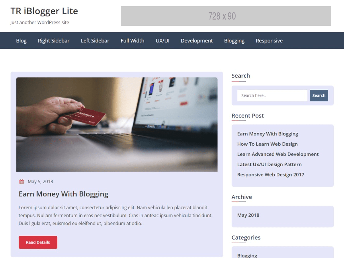 TR iBlogger Lite theme screenshot