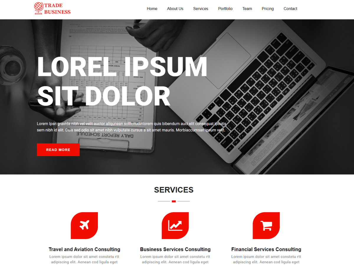 Trade Business theme screenshot