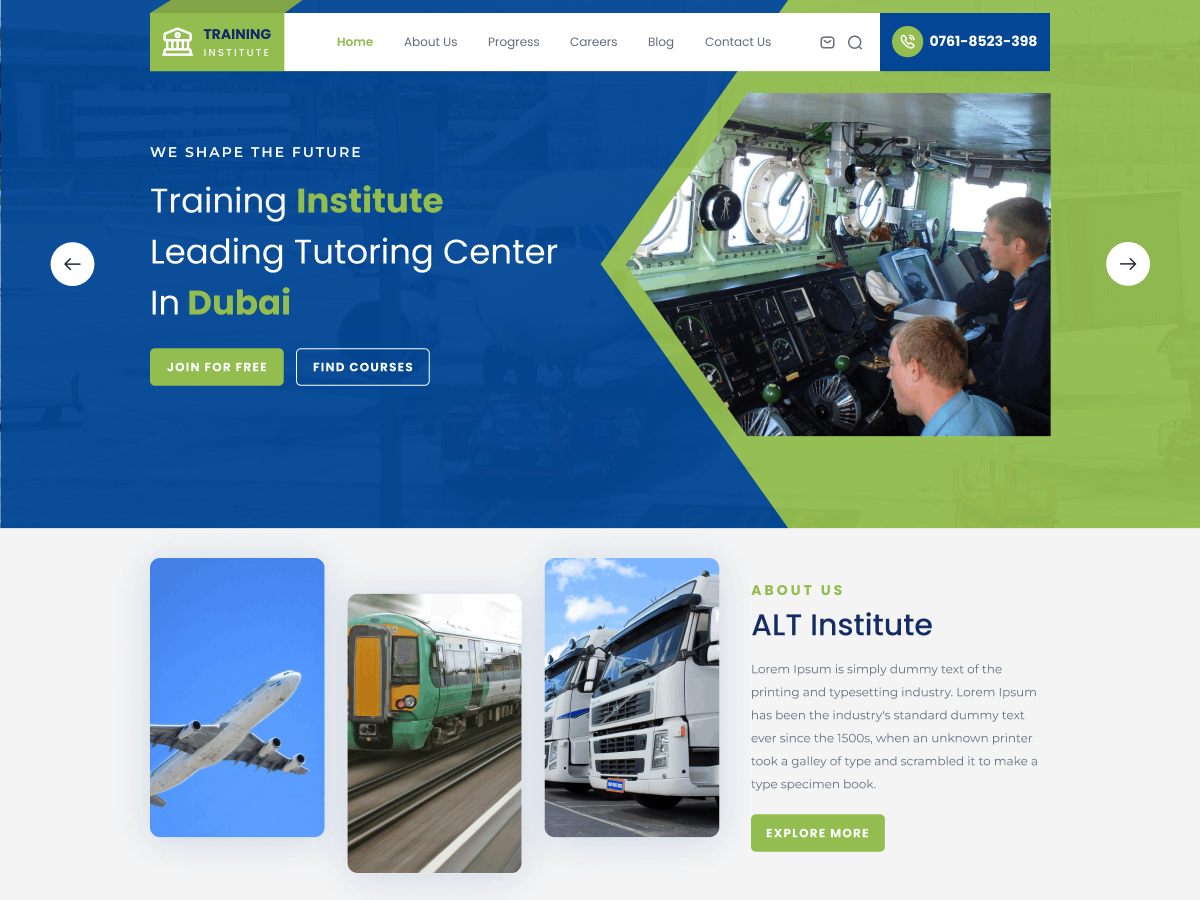 Training Institute Academy theme screenshot