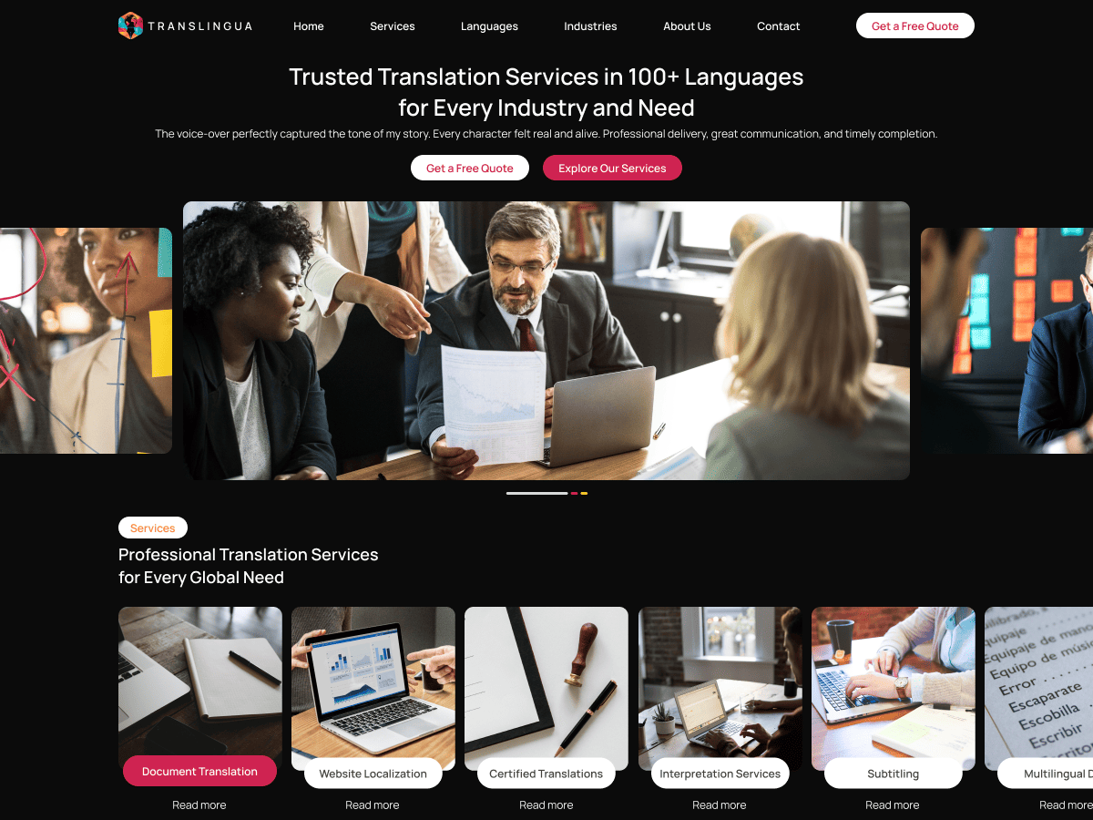 Translation Service theme screenshot
