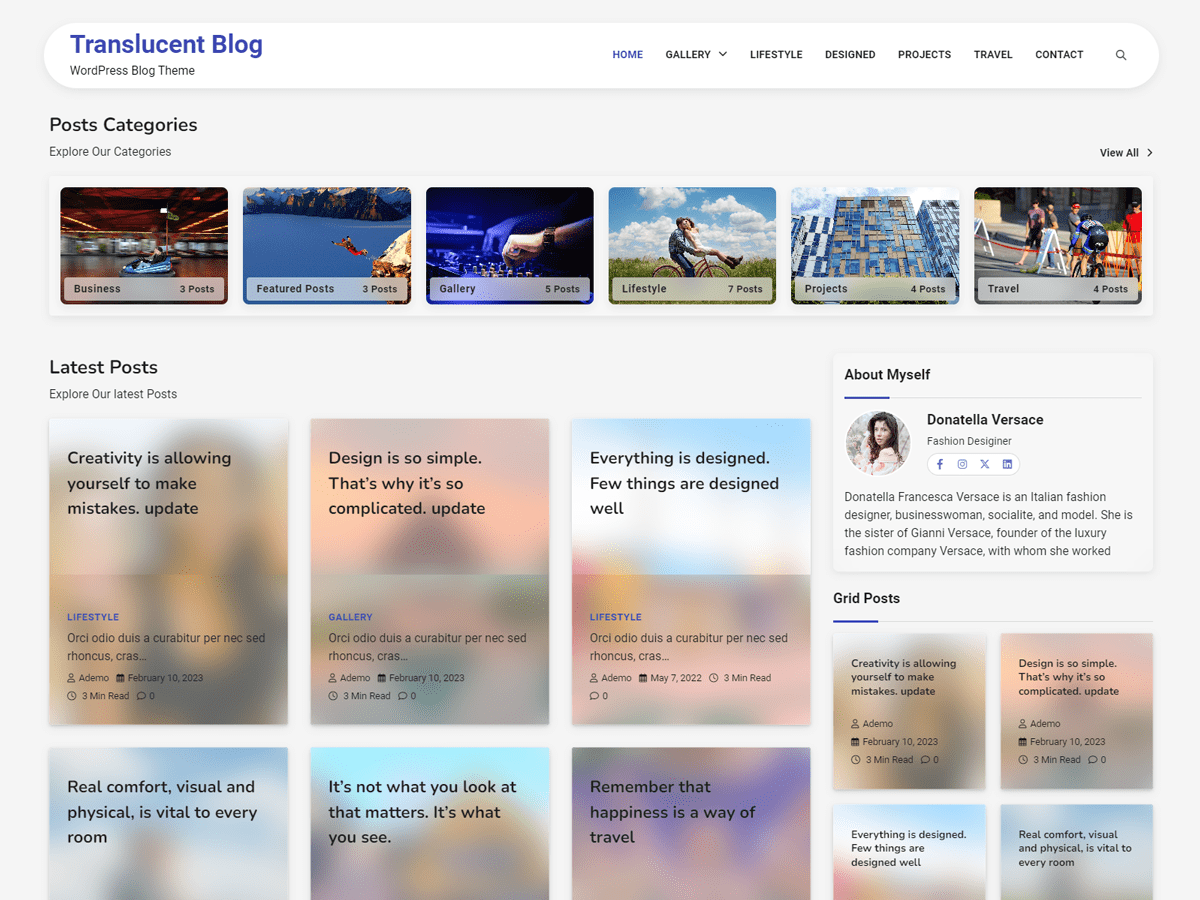 Translucent Blog theme screenshot