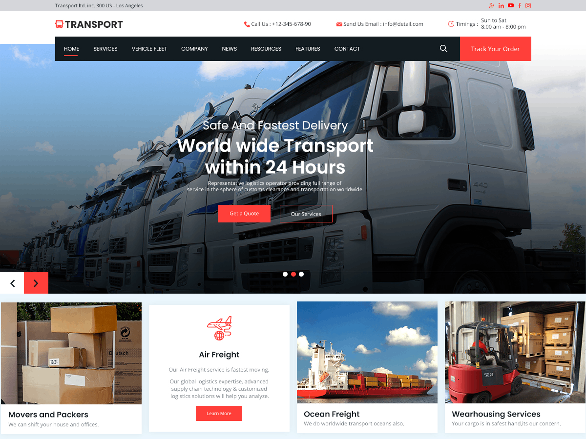 Transport Solutions theme screenshot