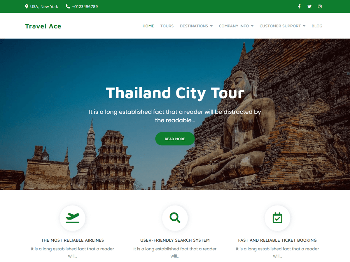 Travel Ace theme screenshot