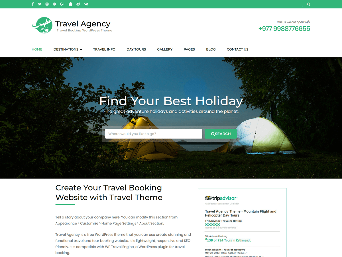 Travel Agency theme screenshot