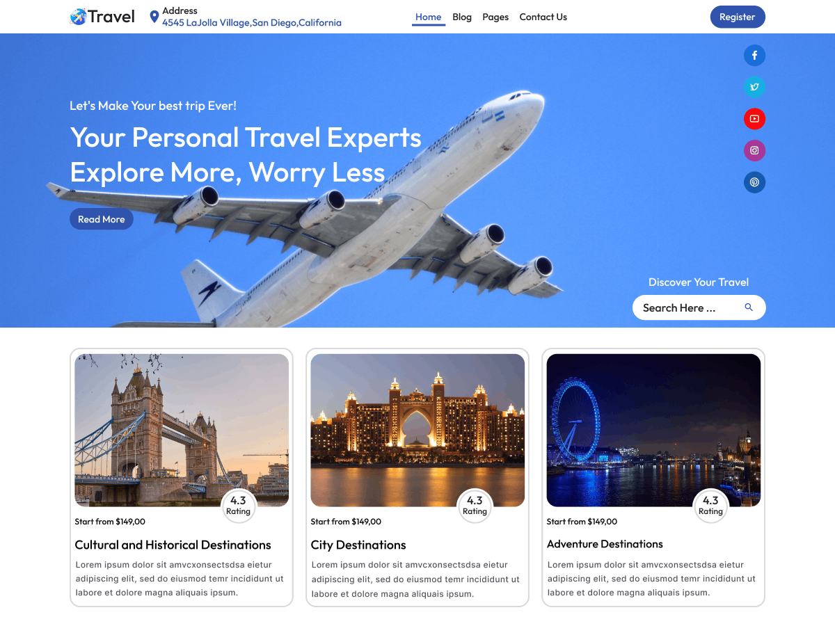 Travel Agent Blocks theme screenshot