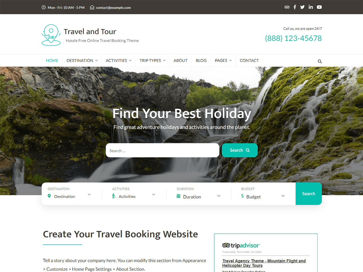 Travel and Tour theme screenshot
