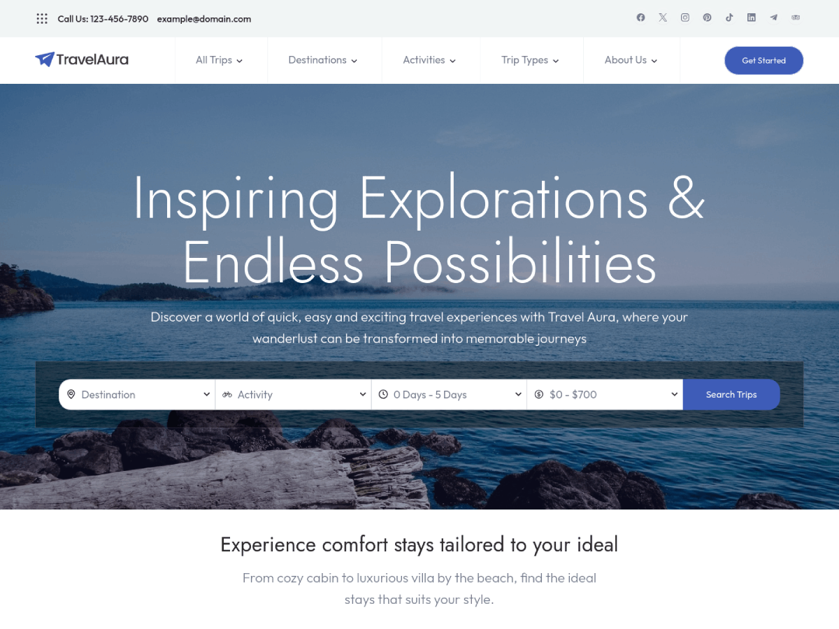 Travel Aura theme screenshot