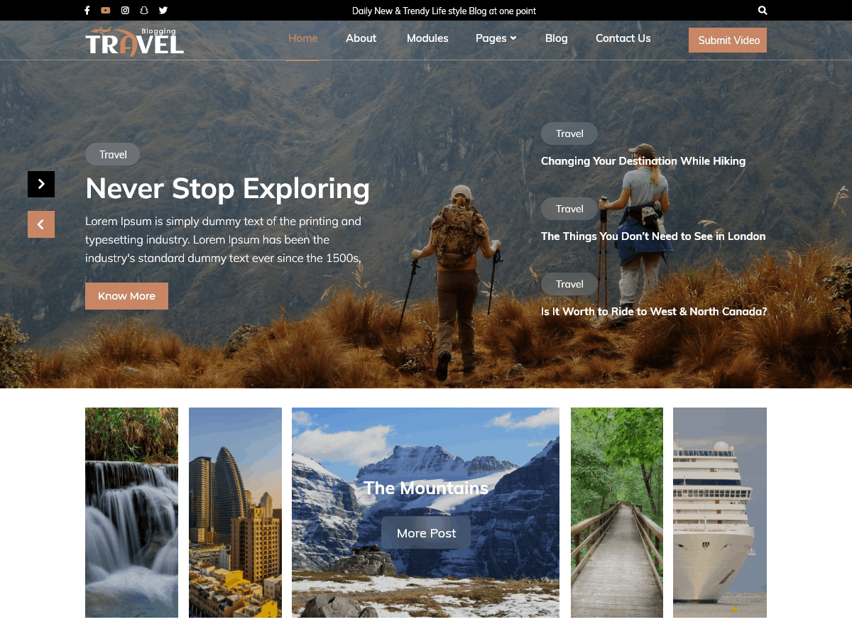 Travel Blogging theme screenshot