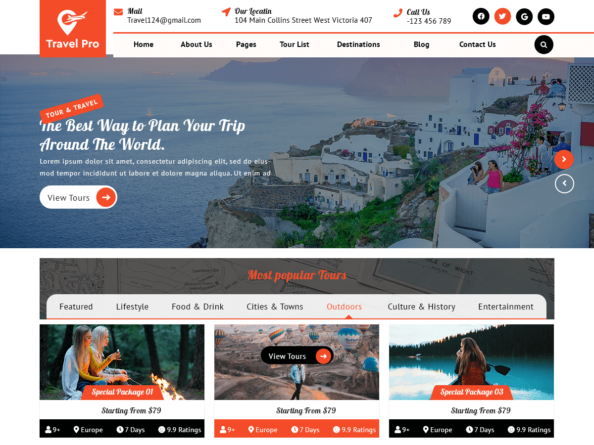 Travel Booking Agency theme screenshot