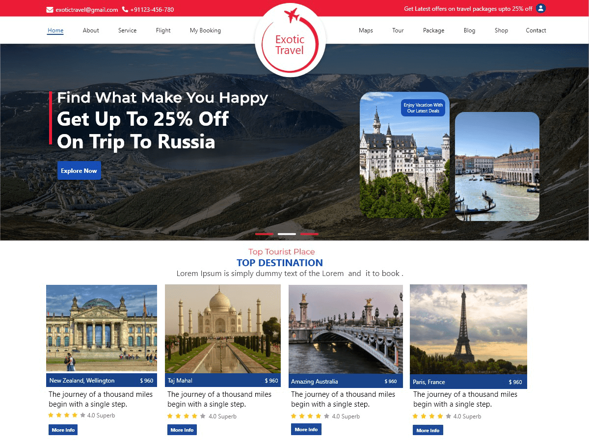 Travel Booking Expert theme screenshot