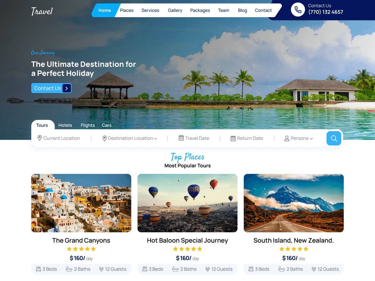 Travel Booking Offers theme screenshot