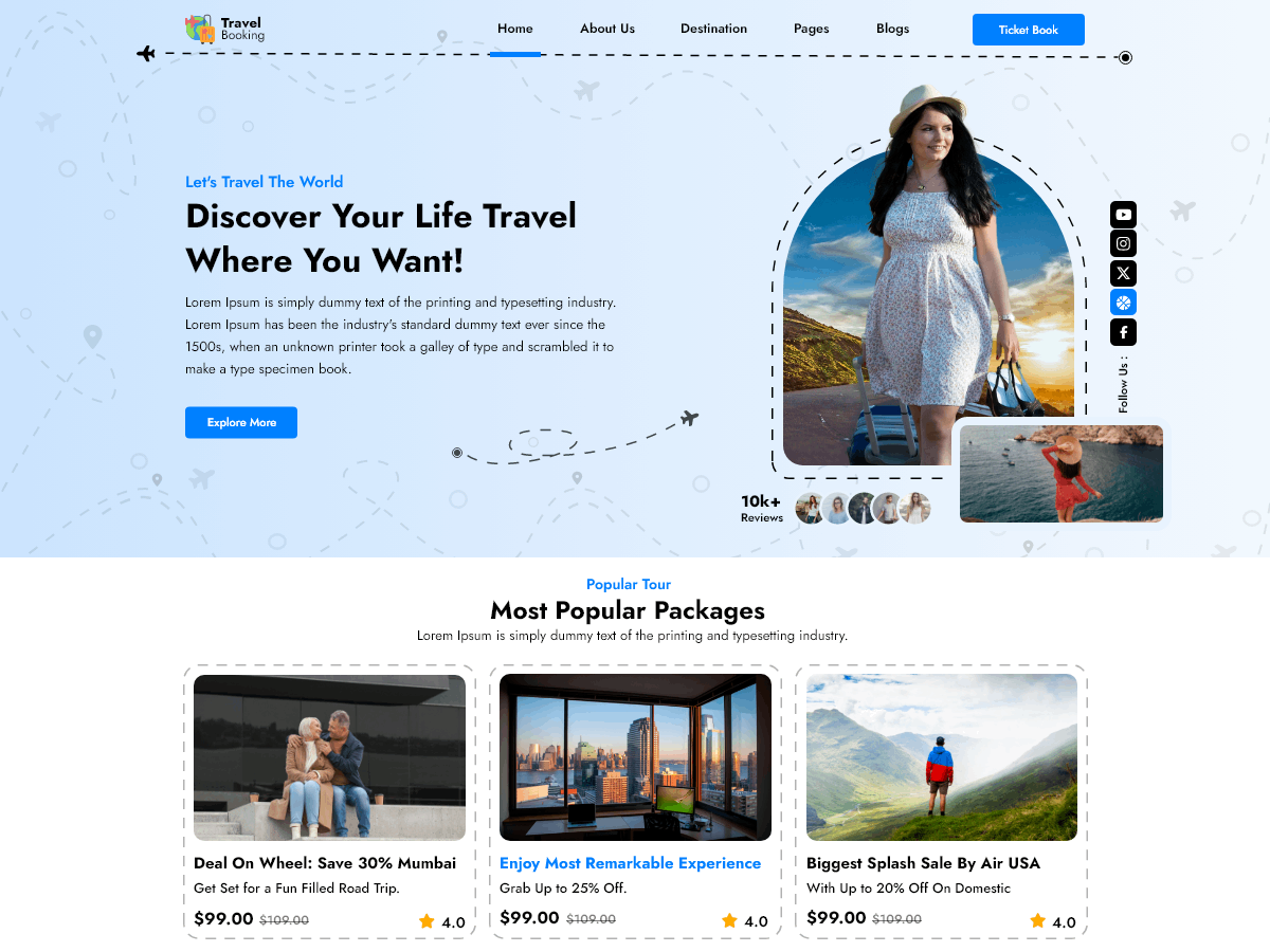 Travel Booking Solutions theme screenshot