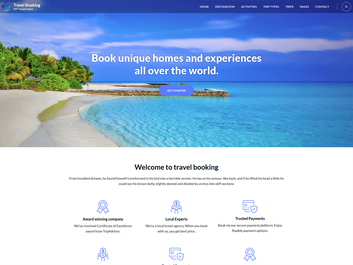 Travel Booking theme screenshot