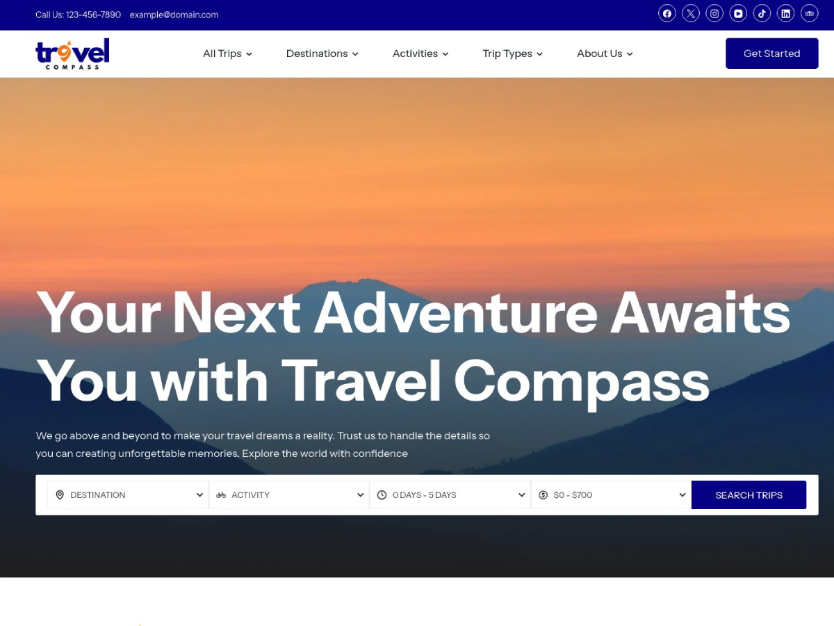Travel Compass theme screenshot