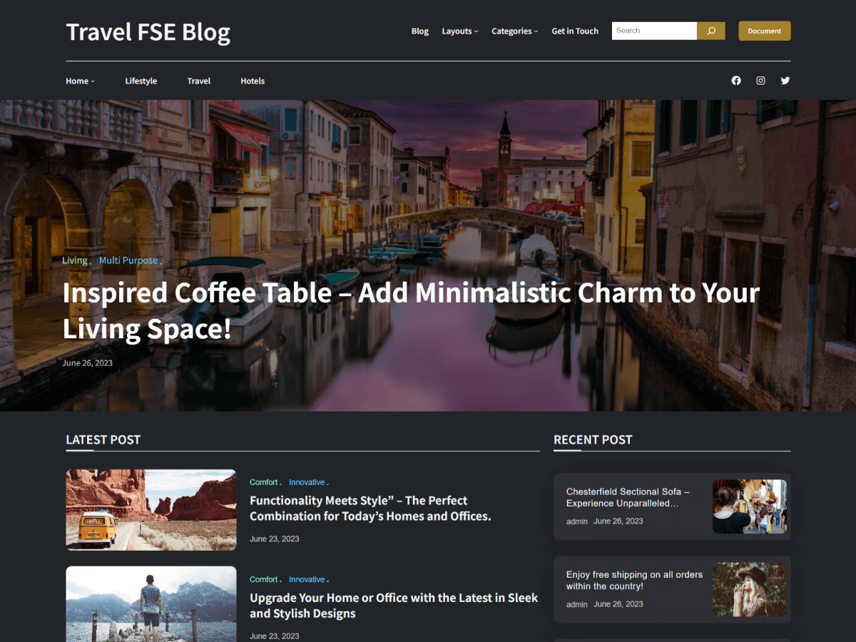 Travel FSE Blog theme screenshot
