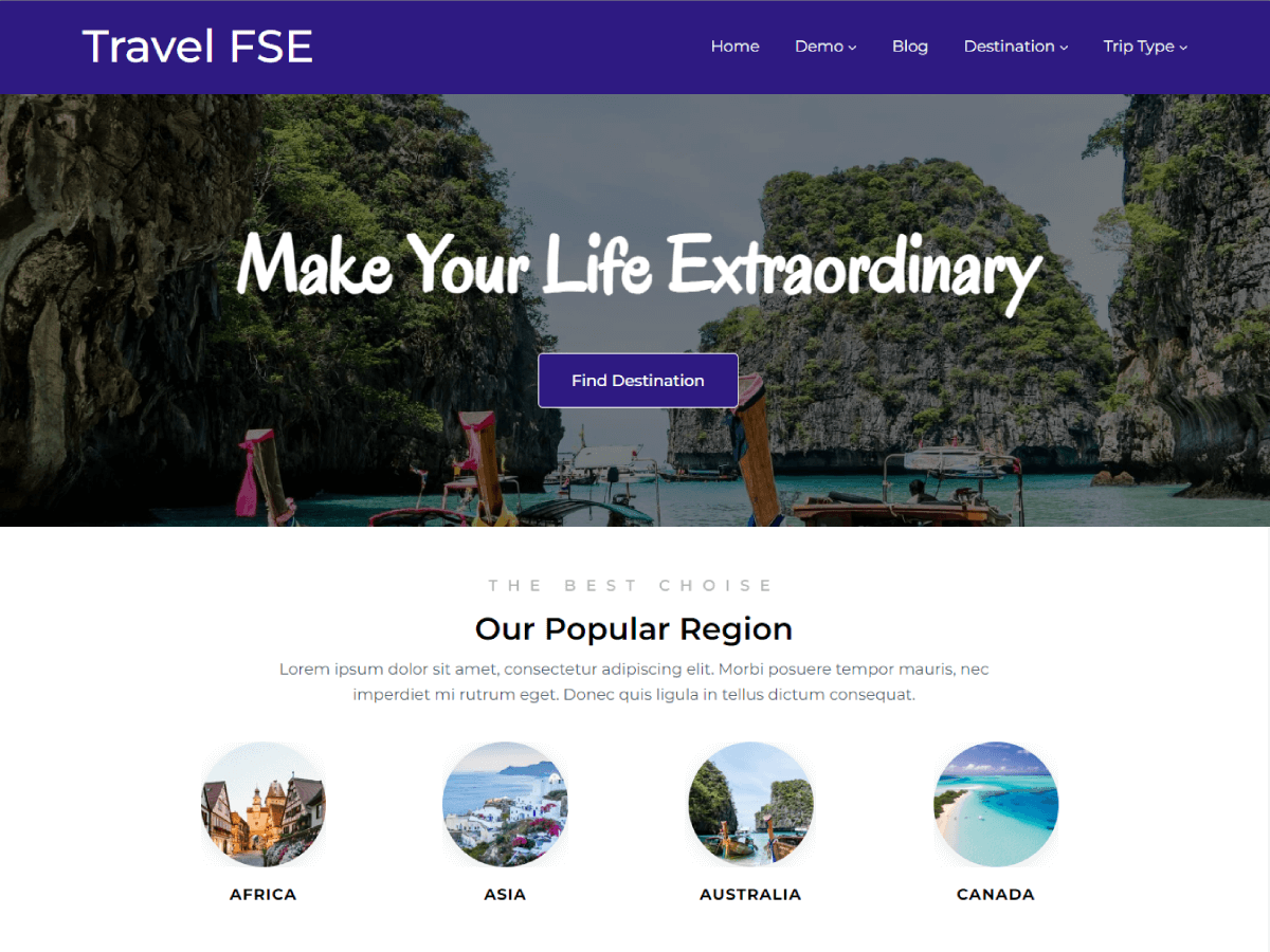 Travel FSE theme screenshot