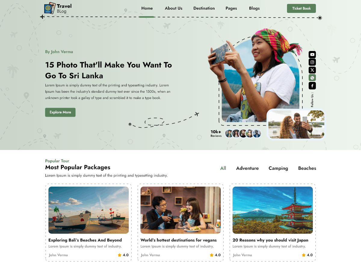 Travel Influencer Blogs theme screenshot