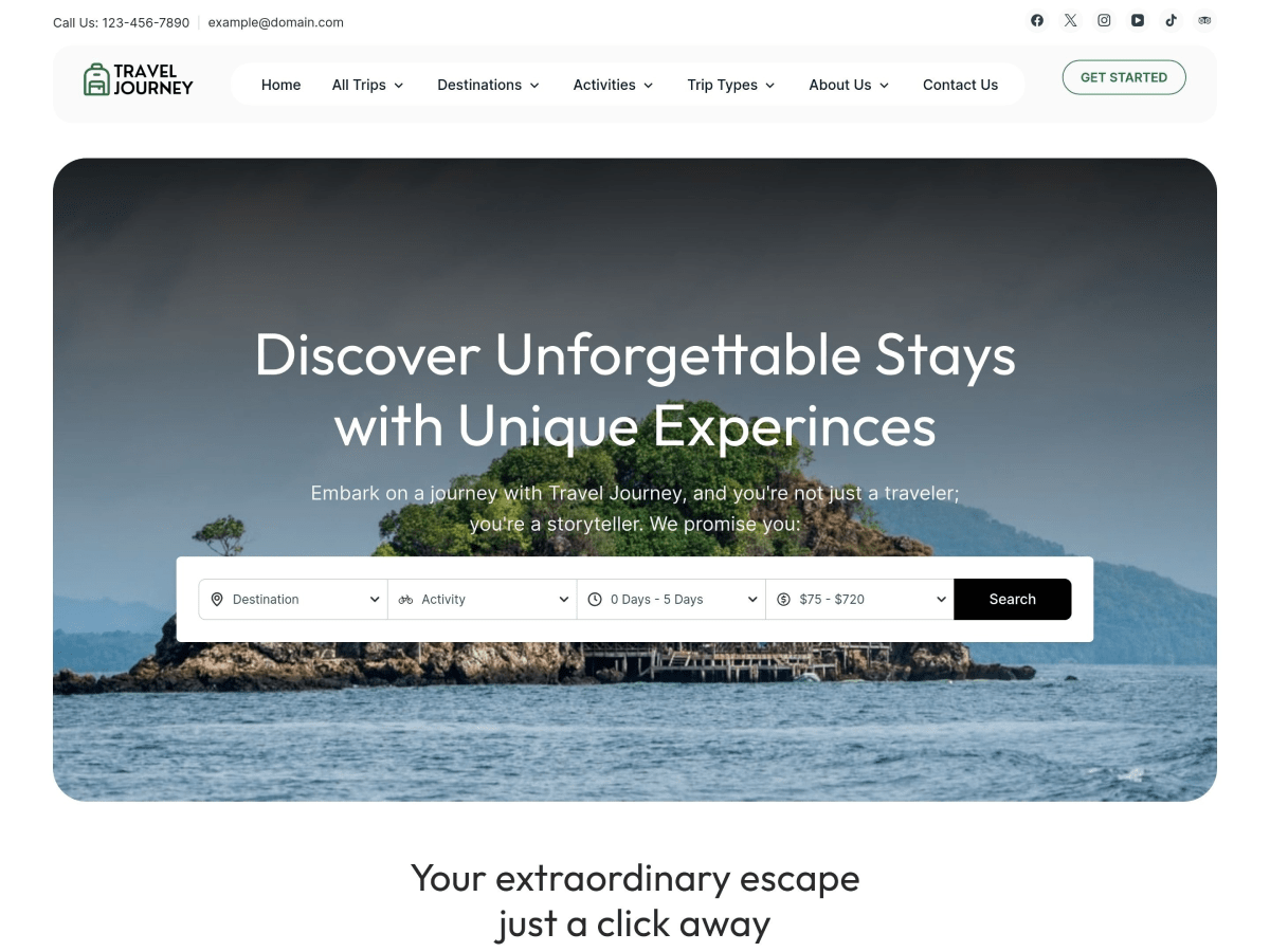 Travel Journey theme screenshot
