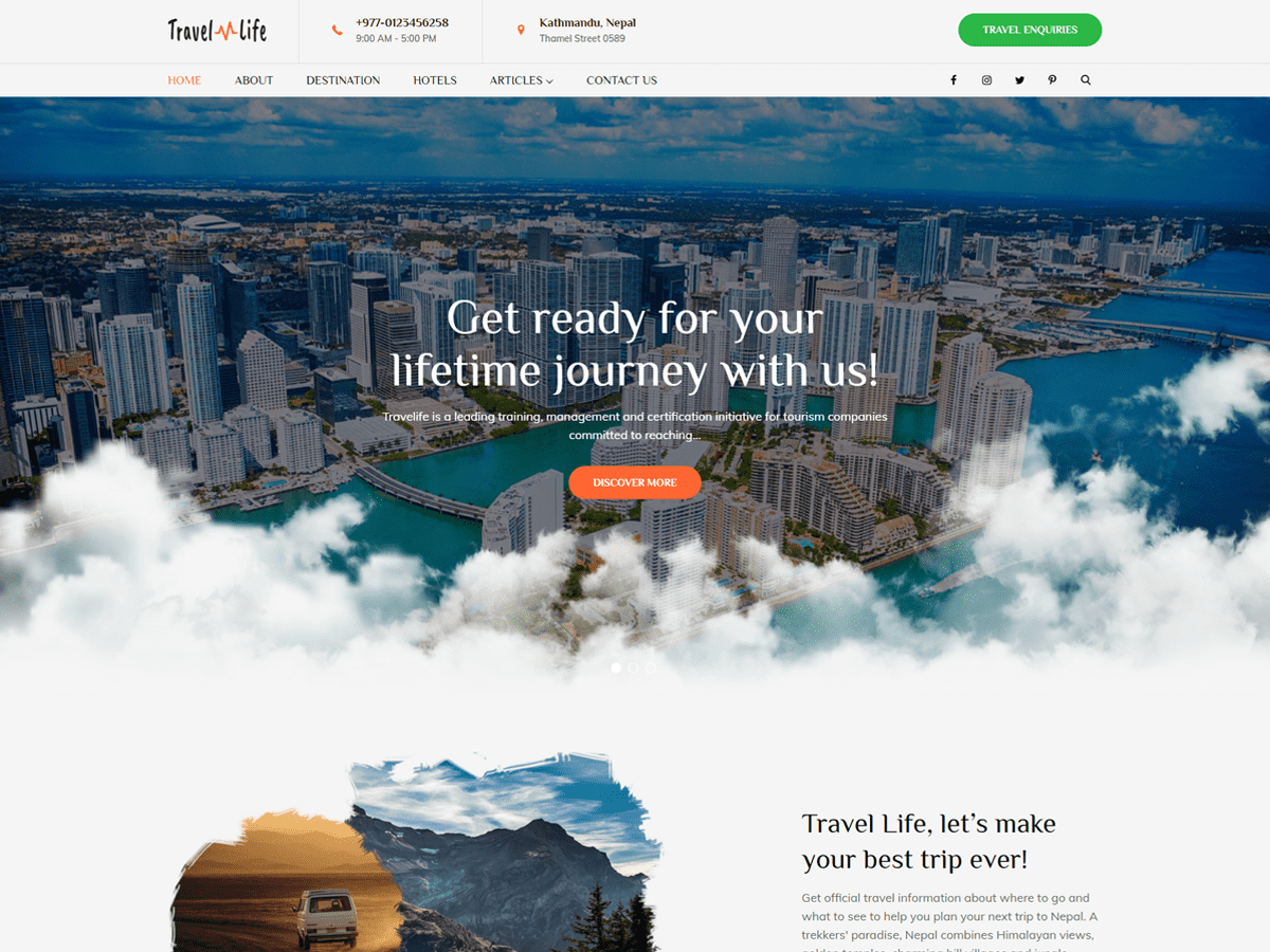 Travel Life theme screenshot