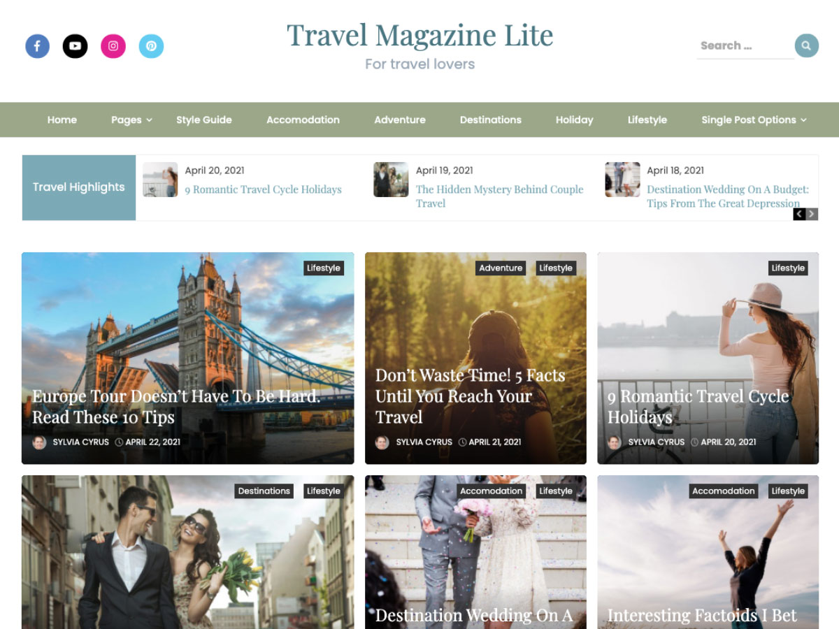 Travel Magazine Lite theme screenshot