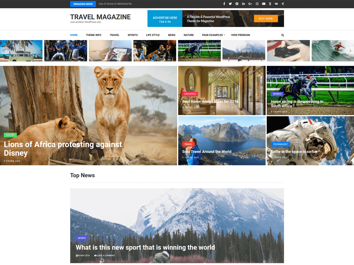 Travel Magazine theme screenshot
