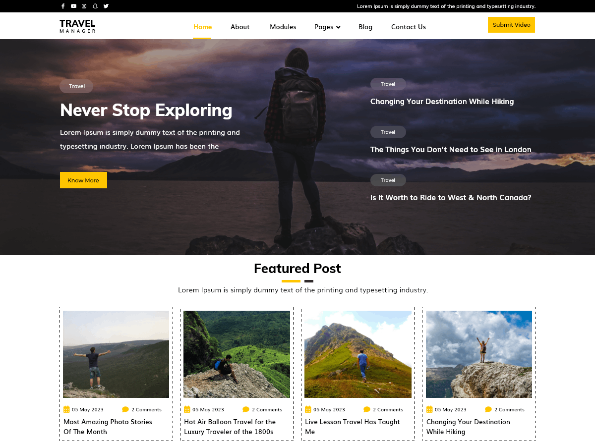 Travel Manager theme screenshot