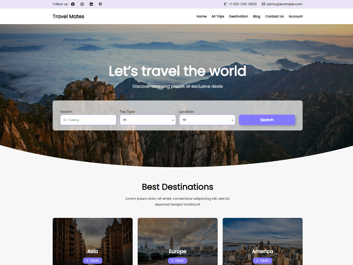 Travel Mates theme screenshot