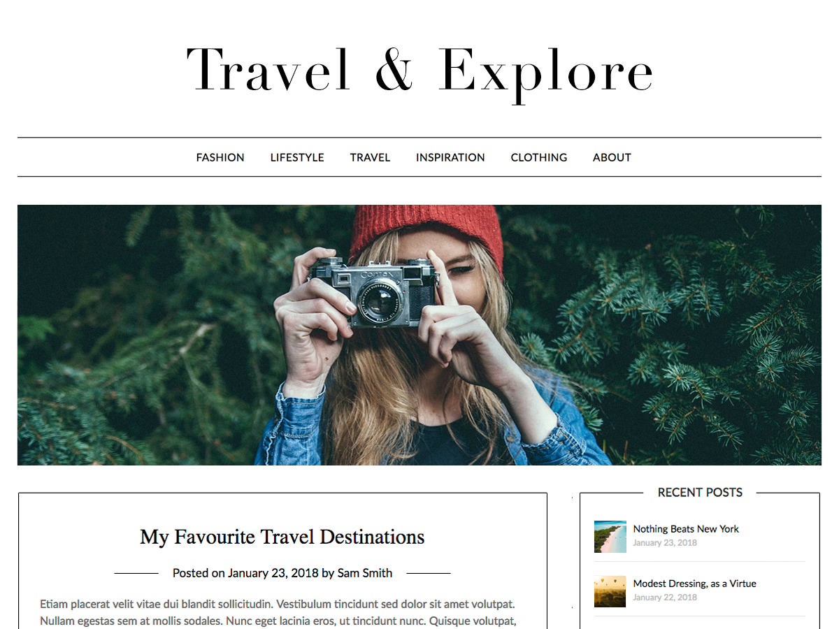 Travel Minimalist Blogger theme screenshot
