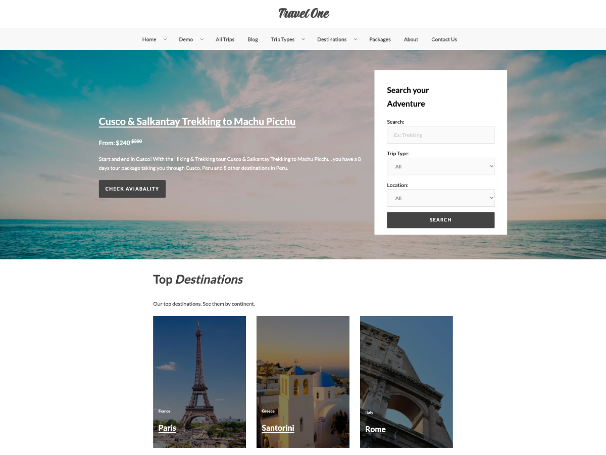 Travel One theme screenshot