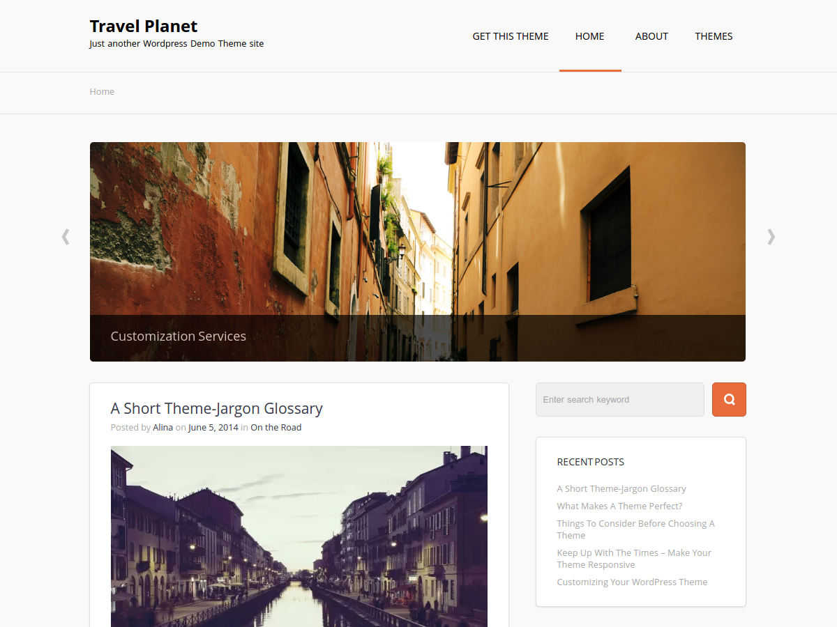Travel Planet theme screenshot
