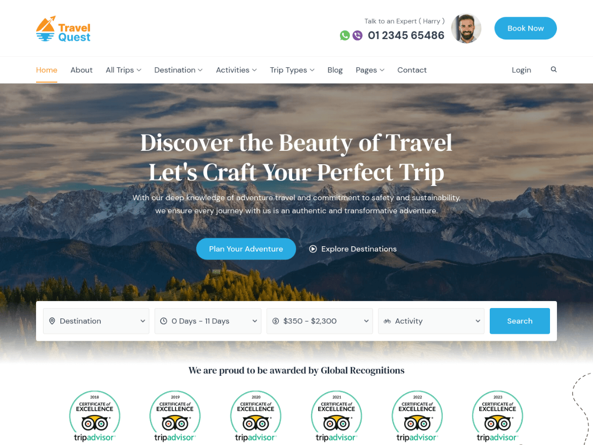 Travel Quest theme screenshot